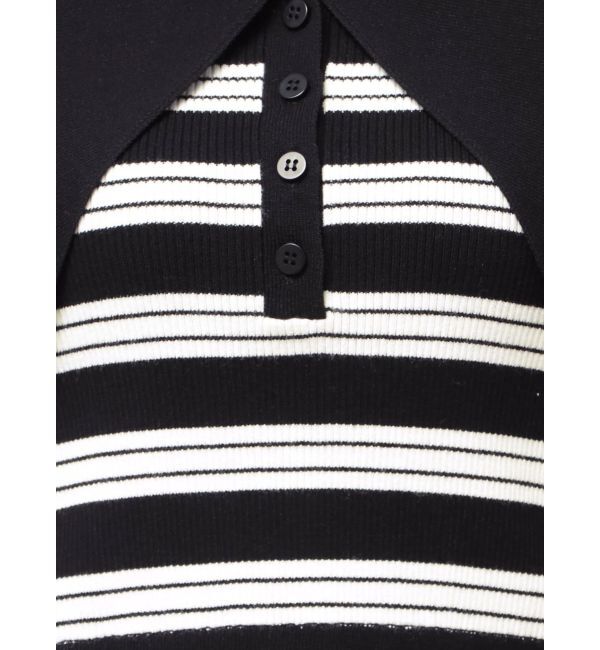 LAGUNAMOON「ヘムレイヤードビッグカラーポロニットプルオーバー」|ニット・セーター|