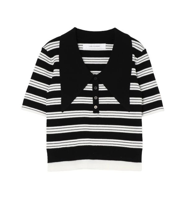 LAGUNAMOON「ヘムレイヤードビッグカラーポロニットプルオーバー」|ニット・セーター|