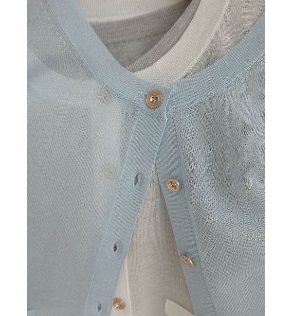 LAGUNAMOON「メタルボタンシアーニットカーディガン」|カーディガン|