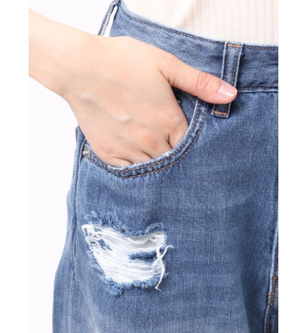 LAGUNAMOON「リップドデニムパンツ」|デニム|