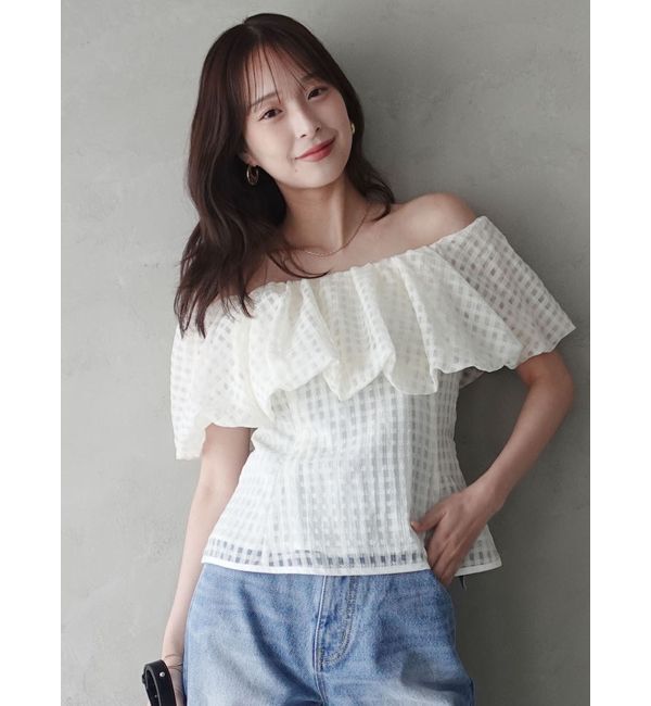 LAGUNAMOON「オフショルペプラムブラウス」|シャツ・ブラウス|アイボリー