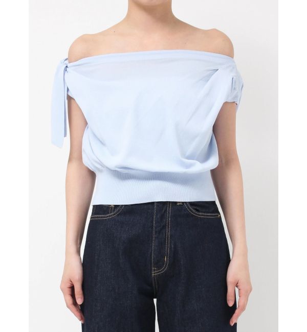 LAGUNAMOON「オフショルリボンドレープニット」|ニット・セーター|