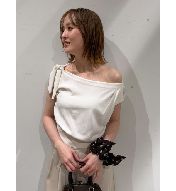 LAGUNAMOON「オフショルリボンドレープニット」|ニット・セーター|