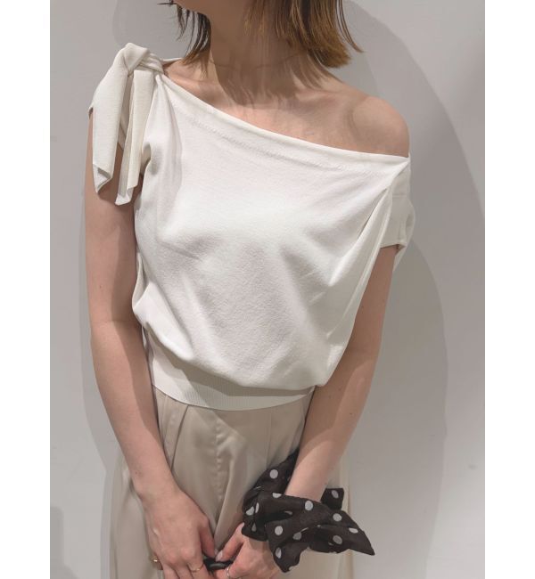 LAGUNAMOON「オフショルリボンドレープニット」|ニット・セーター|