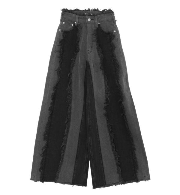 EVRIS「フリンジデザインボリュームワイドデニムパンツ」|デニム|