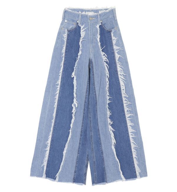 EVRIS「フリンジデザインボリュームワイドデニムパンツ」|デニム|