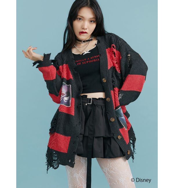 jouetie「【ディズニーコレクション】ダメージルーズニットカーデ」|カーディガン|