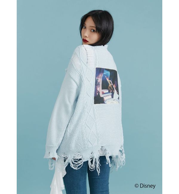 jouetie「【ディズニーコレクション】ダメージルーズニットカーデ」|カーディガン|