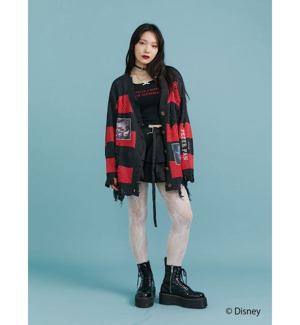 jouetie「【ディズニーコレクション】ダメージルーズニットカーデ」|カーディガン|