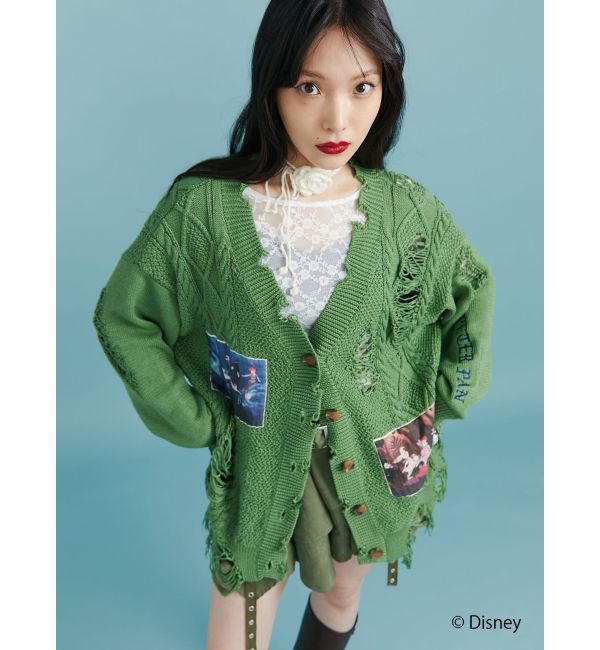 jouetie「【ディズニーコレクション】ダメージルーズニットカーデ」|カーディガン|