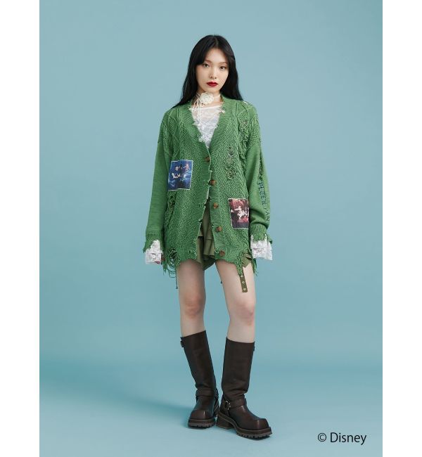 jouetie「【ディズニーコレクション】ダメージルーズニットカーデ」|カーディガン|