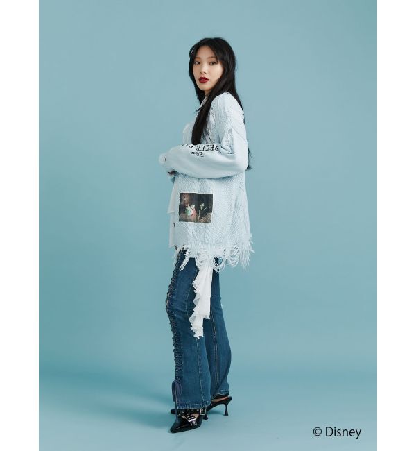 jouetie「【ディズニーコレクション】ダメージルーズニットカーデ」|カーディガン|