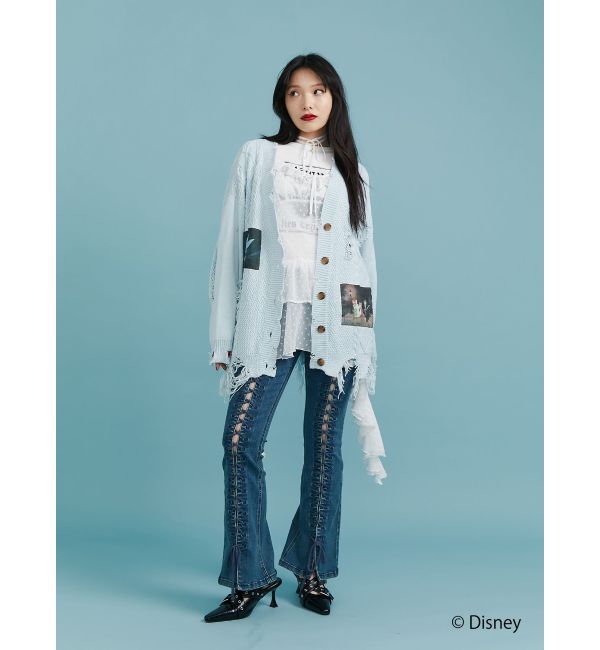 jouetie「【ディズニーコレクション】ダメージルーズニットカーデ」|カーディガン|