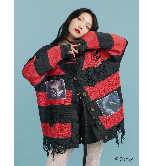 jouetie「【ディズニーコレクション】ダメージルーズニットカーデ」|カーディガン|