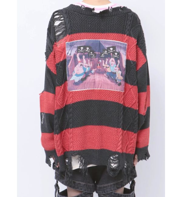 jouetie「【ディズニーコレクション】ダメージルーズニットカーデ」|カーディガン|