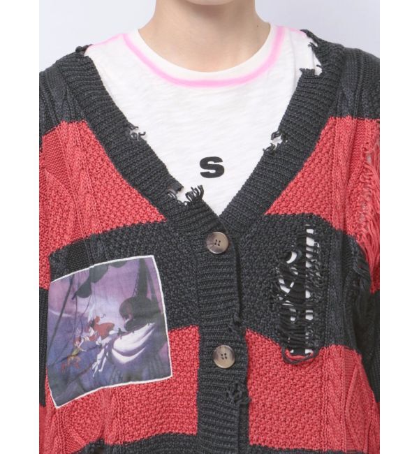 jouetie「【ディズニーコレクション】ダメージルーズニットカーデ」|カーディガン|
