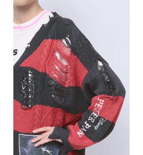 jouetie「【ディズニーコレクション】ダメージルーズニットカーデ」|カーディガン|