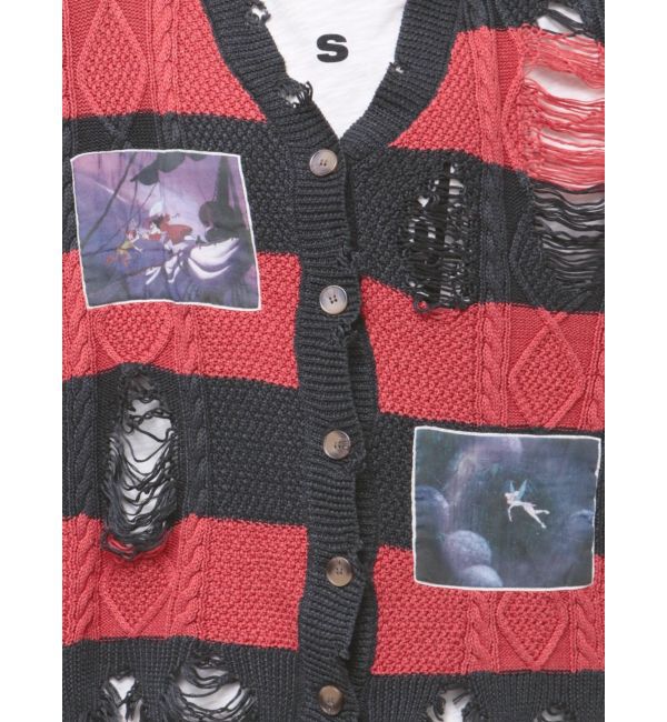 jouetie「【ディズニーコレクション】ダメージルーズニットカーデ」|カーディガン|