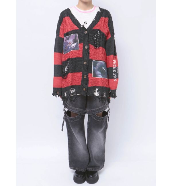 jouetie「【ディズニーコレクション】ダメージルーズニットカーデ」|カーディガン|