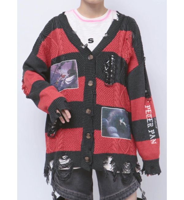 jouetie「【ディズニーコレクション】ダメージルーズニットカーデ」|カーディガン|
