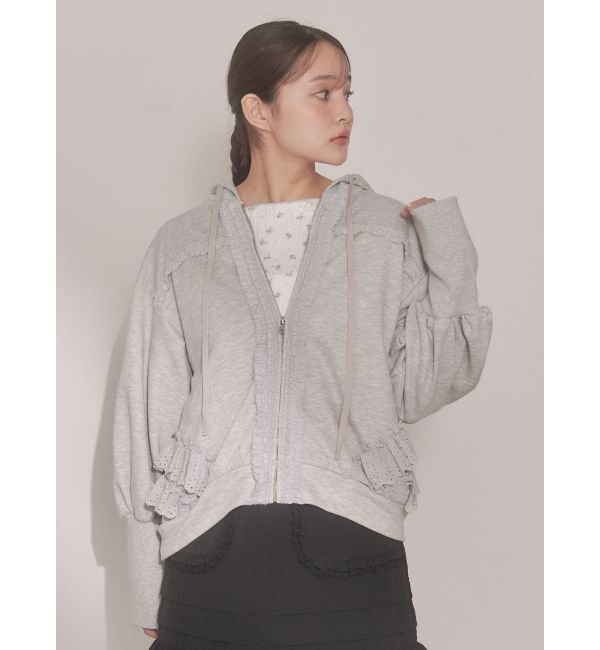 merry jenny「frill lace puff hoodie」|スウェット・ジャージ|