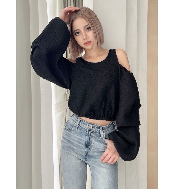 GYDA「ショルダーOPENジャカードブラウス」|シャツ・ブラウス|