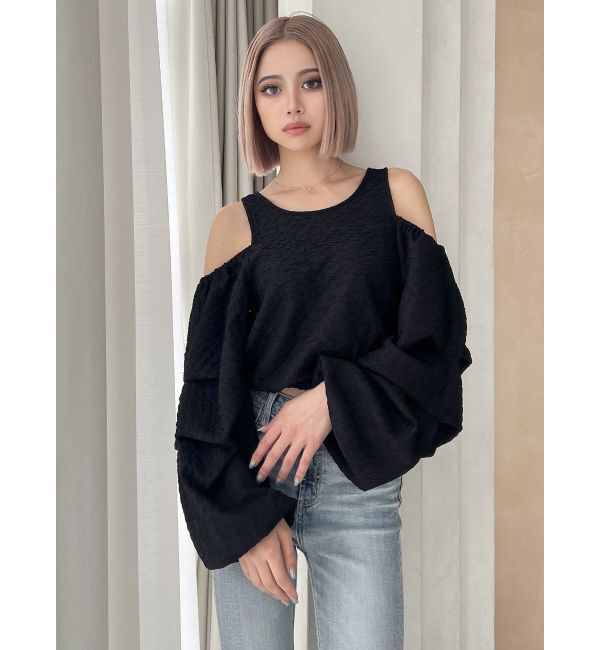 GYDA「ショルダーOPENジャカードブラウス」|シャツ・ブラウス|