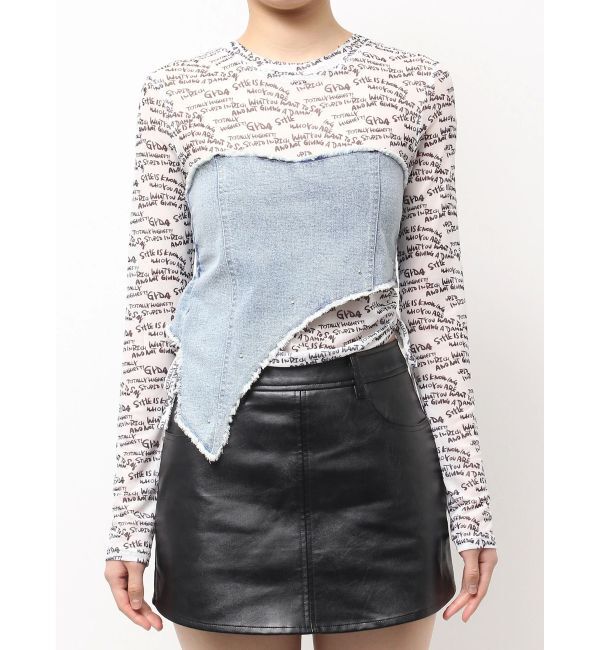 GYDA「GYDAデニムシアードッキングトップス」|Tシャツ・カットソー|