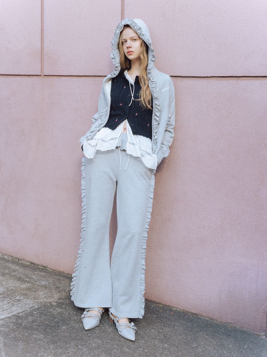 FURFUR「フラワー刺繍ケーブルカーディガン」|カーディガン|