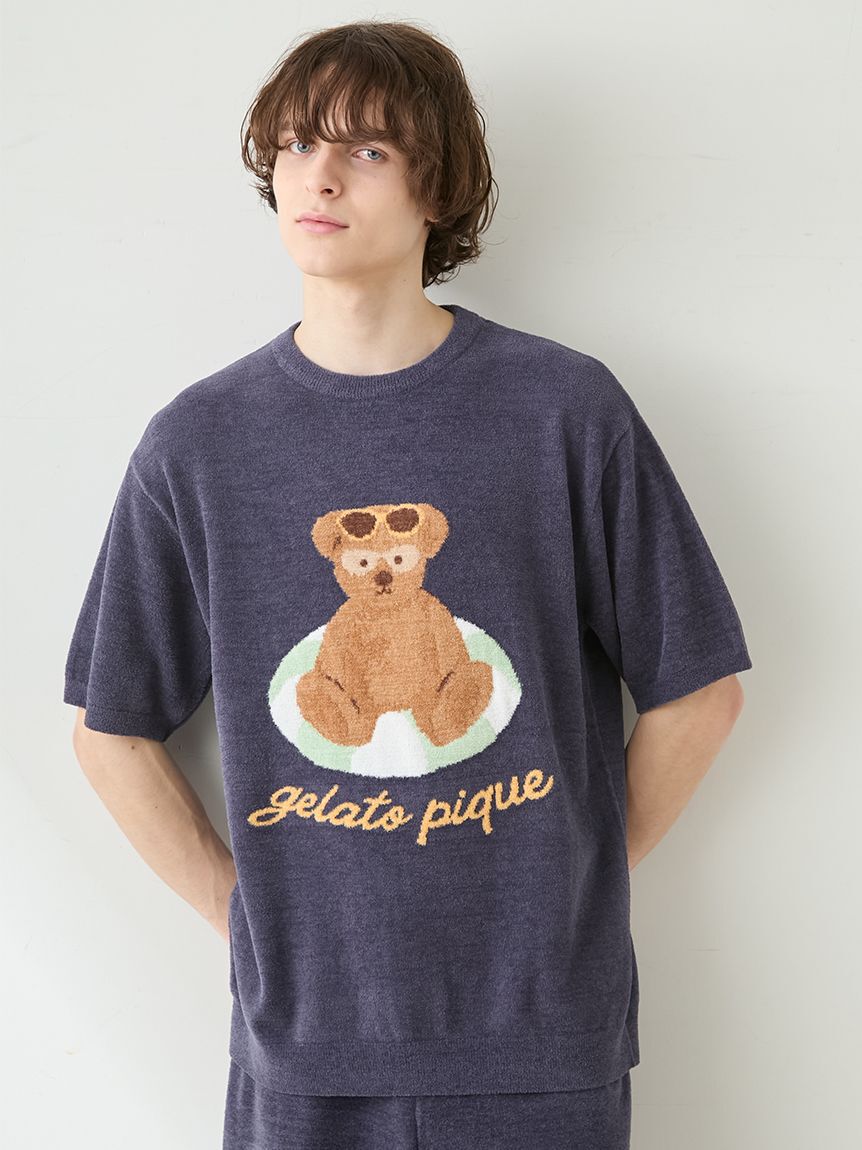 GELATO PIQUE HOMME「【ONLINE限定】【HOMME】 サマーベアジャガードプルオーバー&ロゴジャガードハーフパンツセット」|ルームウェア|