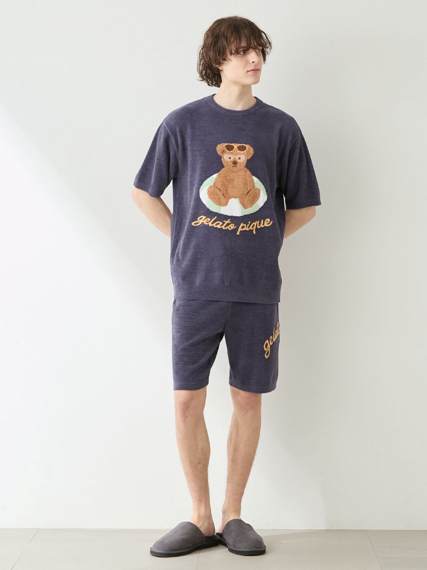 GELATO PIQUE HOMME「【ONLINE限定】【HOMME】 サマーベアジャガードプルオーバー&ロゴジャガードハーフパンツセット」|ルームウェア|