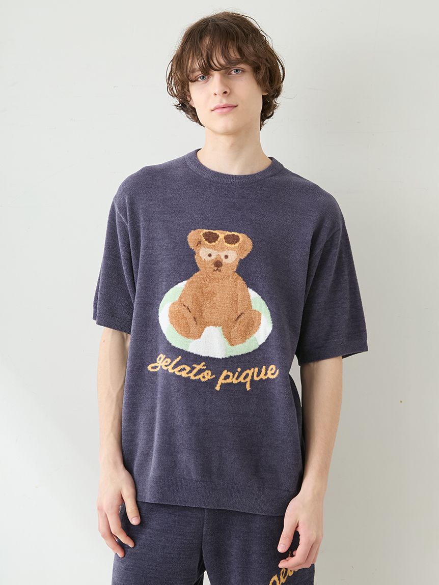 GELATO PIQUE HOMME「【ONLINE限定】【HOMME】 サマーベアジャガードプルオーバー&ロゴジャガードハーフパンツセット」|ルームウェア|