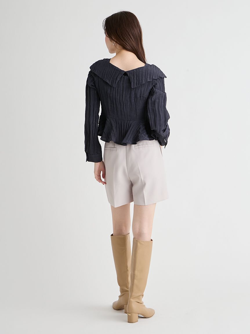 CELFORD「【洗える】ワイドカラーペプラムブラウス」|シャツ・ブラウス|