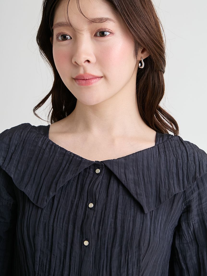 CELFORD「【洗える】ワイドカラーペプラムブラウス」|シャツ・ブラウス|