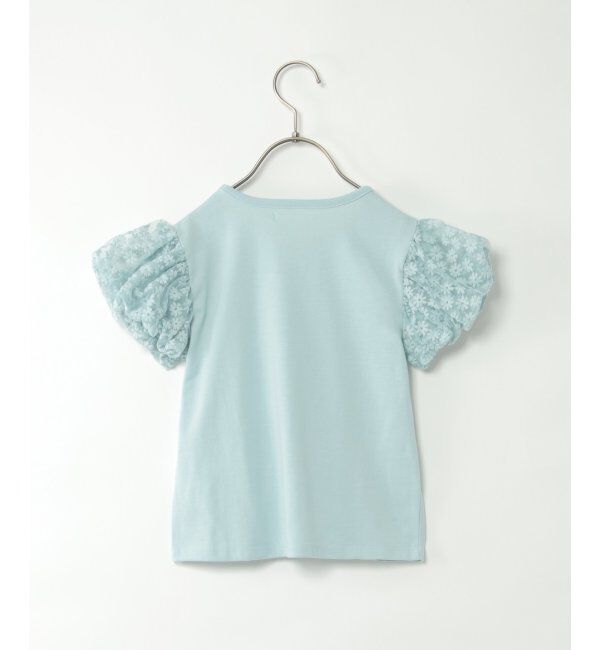 ikka kids「フラワー柄チュールパフスリーブTシャツ（120~160cm）」|Tシャツ・カットソー|