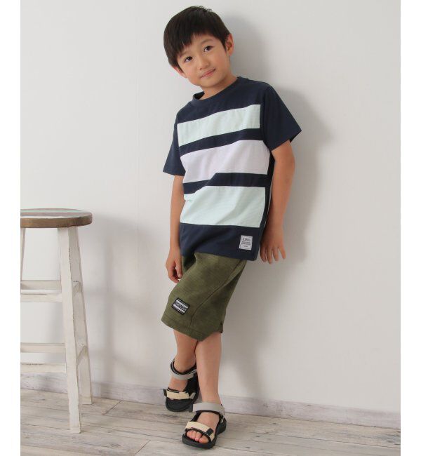 ikka kids「布帛ボーダー切り替えTシャツ（120~160cm）」|Tシャツ・カットソー|