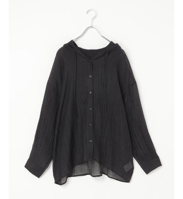 VENCE share style「シアーワッシャーフーディーシャツ」|シャツ・ブラウス|ブラック