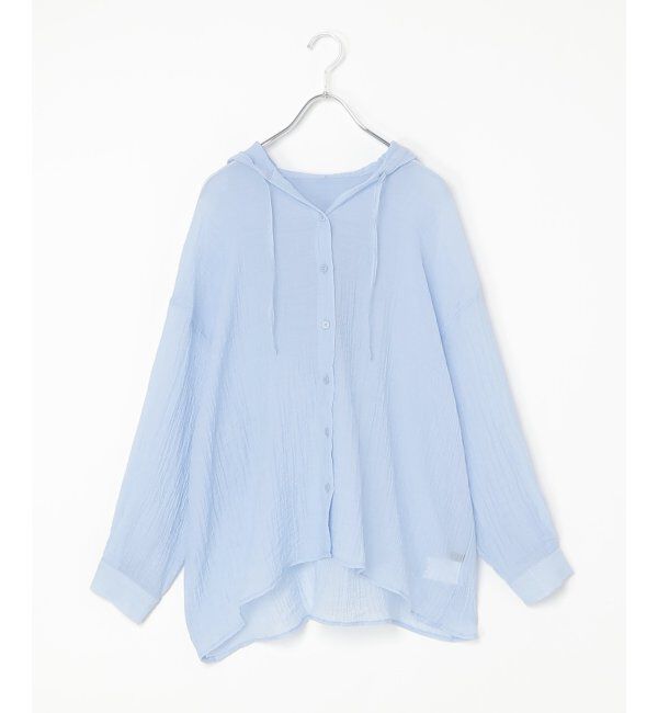 VENCE share style「シアーワッシャーフーディーシャツ」|シャツ・ブラウス|ブルー
