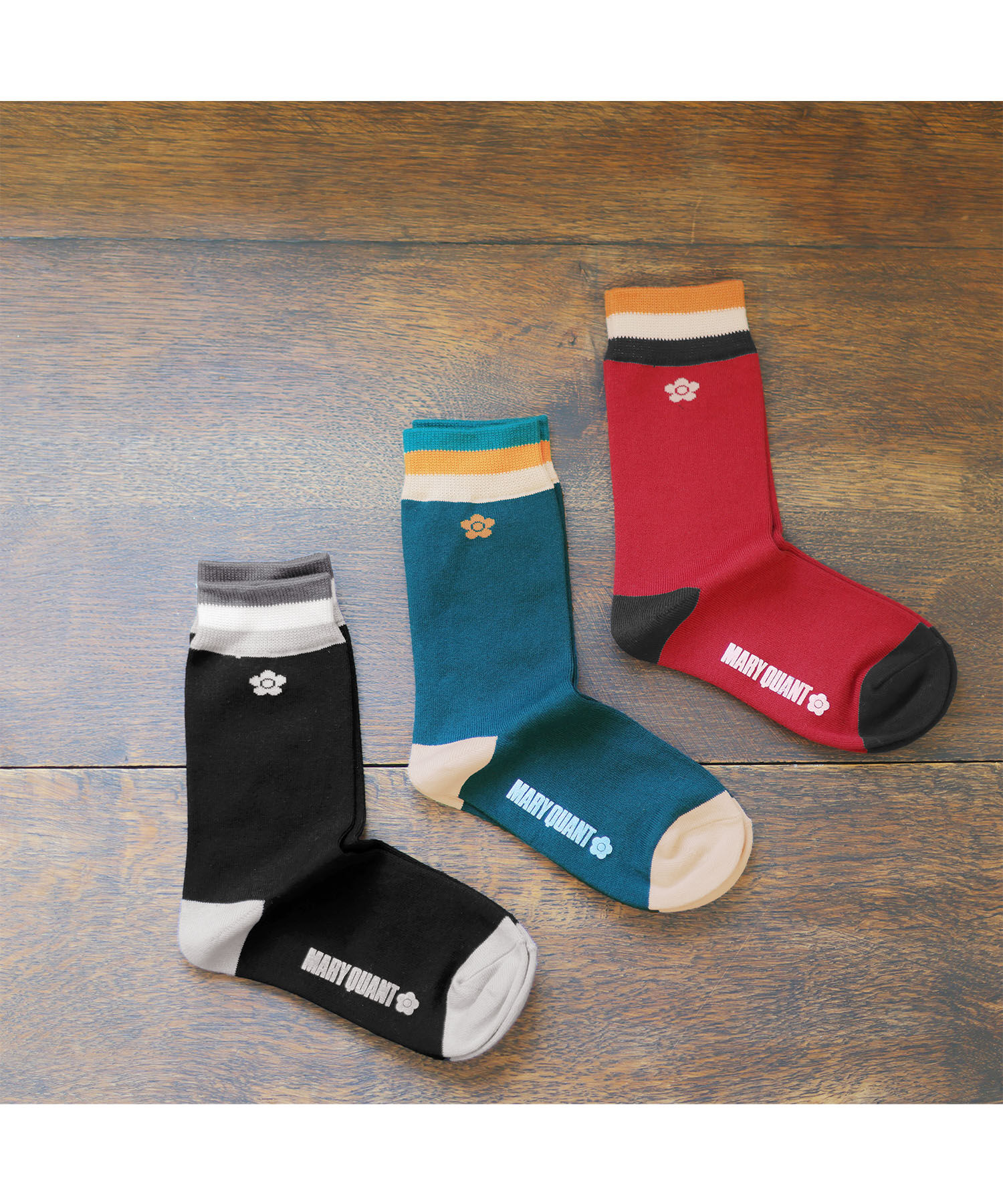 MARY QUANT「ボーダーラインデイジー ソックス」|ソックス|