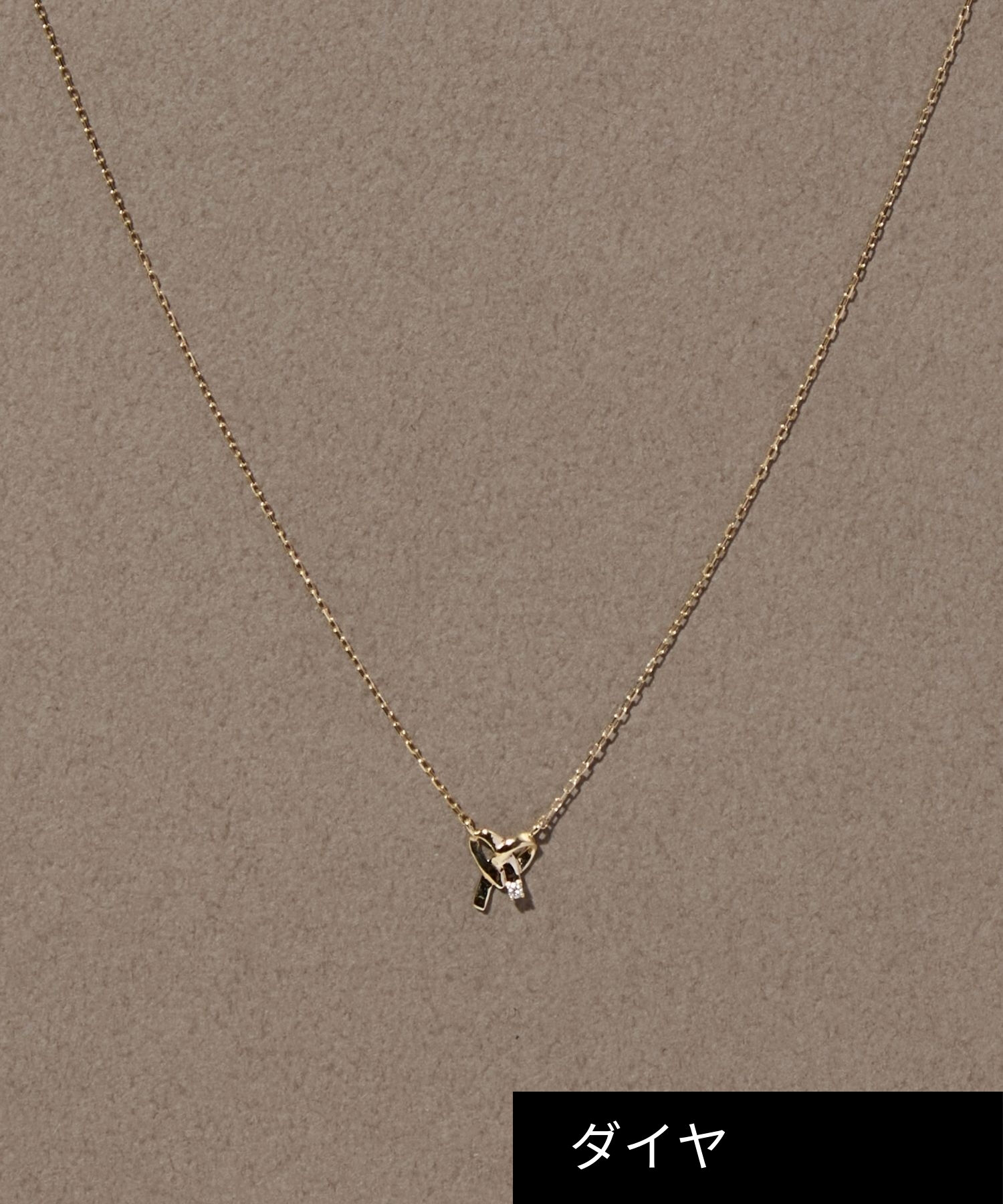 JUPITER「【K10】リボンモチーフダイヤモンドネックレス＜全長約40.5cm(調節した時の長さ37㎝)>」|ネックレス|ゴールド