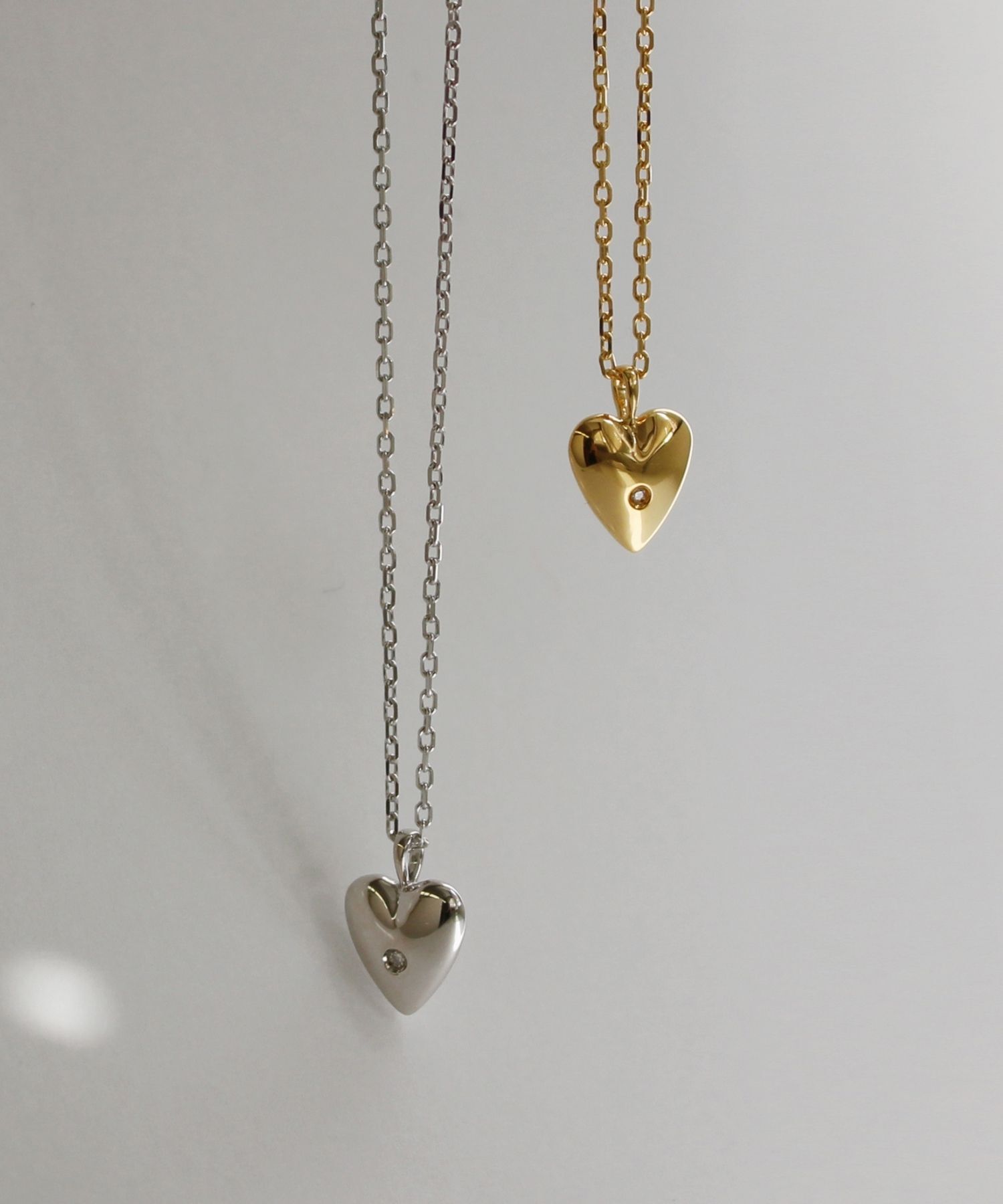 JUPITER「【SV】ハートモチーフダイヤモンドネックレス/金属アレルギー対応　ゴールド」|ネックレス|