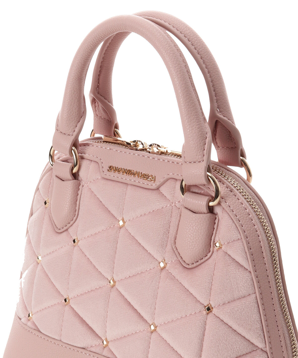 Samantha Vega「ベロアキルティングスタッズハンドバッグ（小）」|ハンドバッグ|