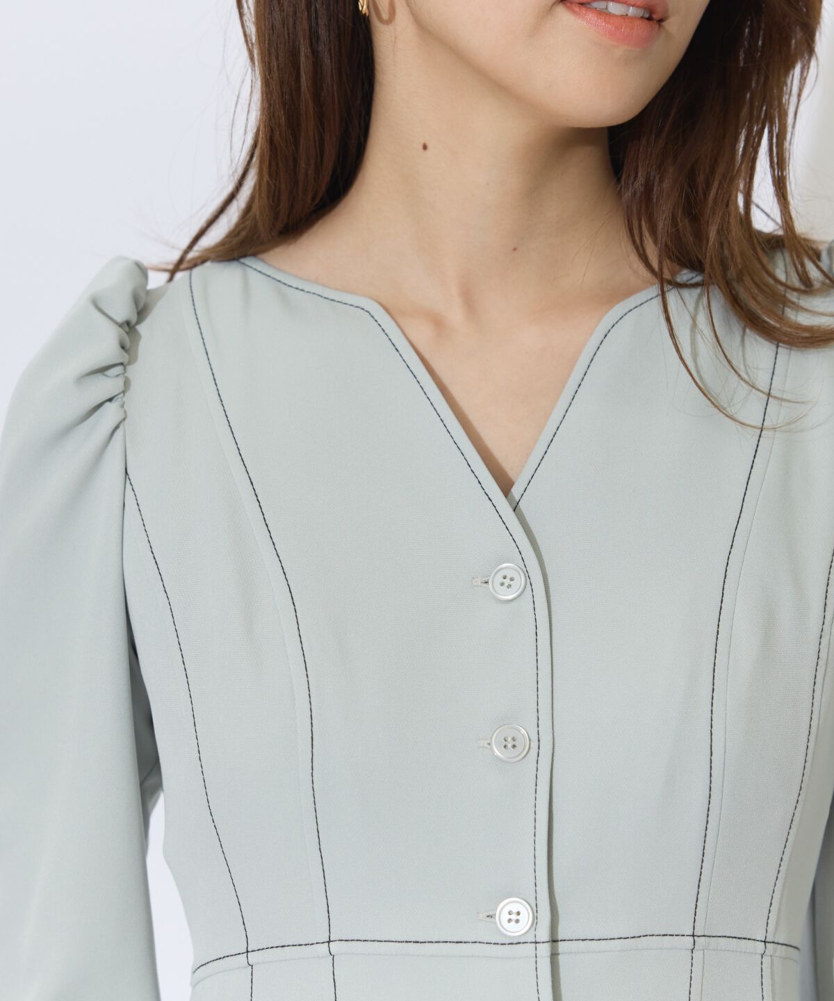 アンドクチュール「デコルテあき配色ステッチワンピース」|ワンピース|