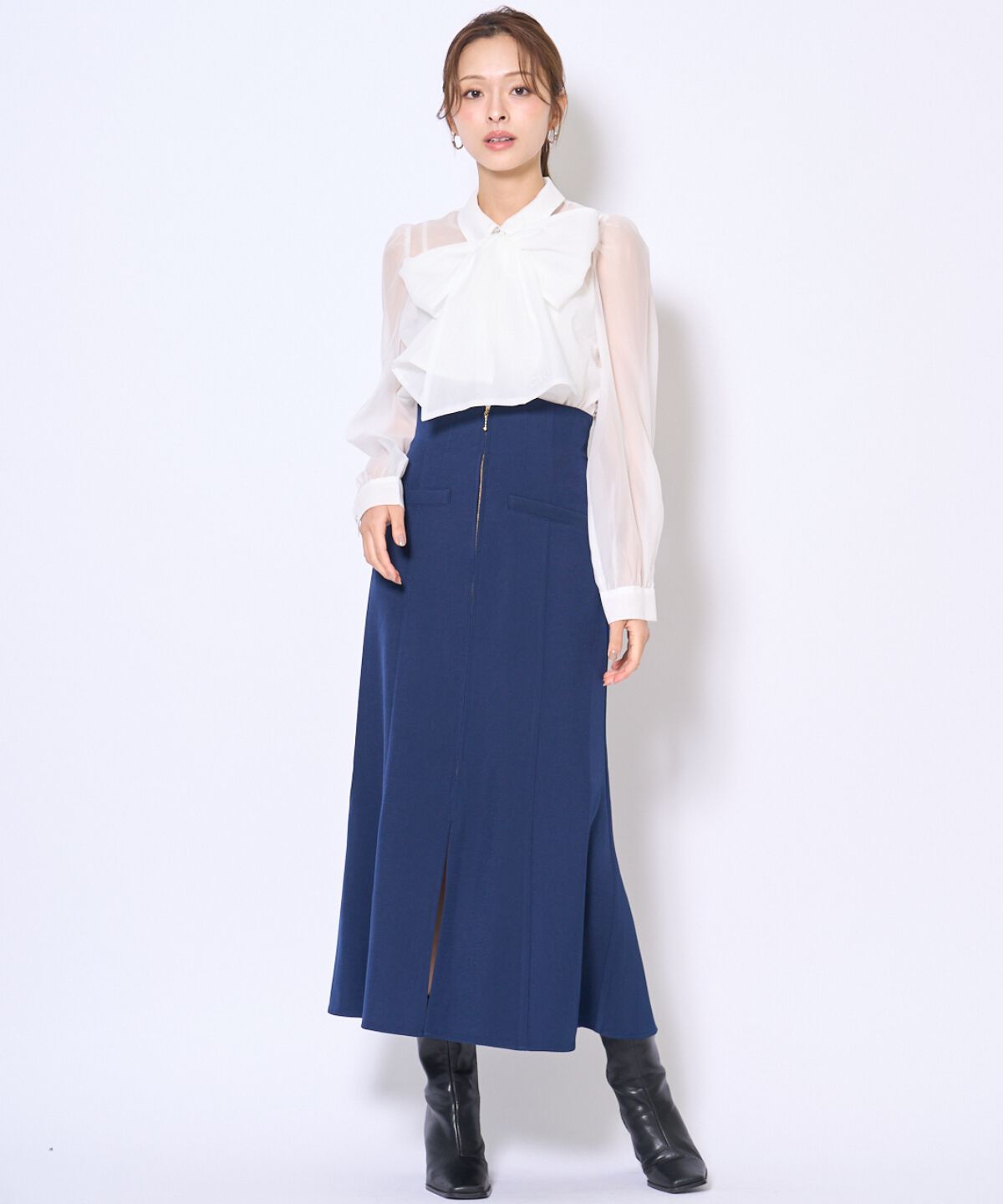 アンドクチュール「フロントZIPマーメイドスカート」|フレア|