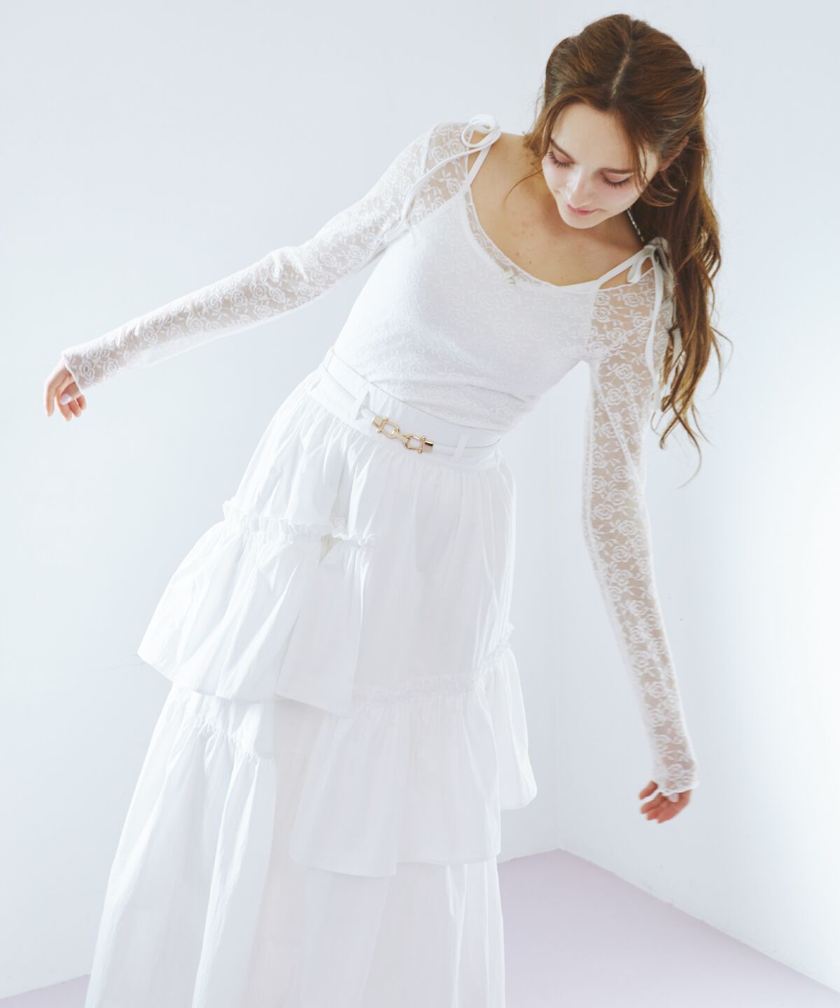 REDYAZEL「アシメティアードボリュームスカート」|フレア|