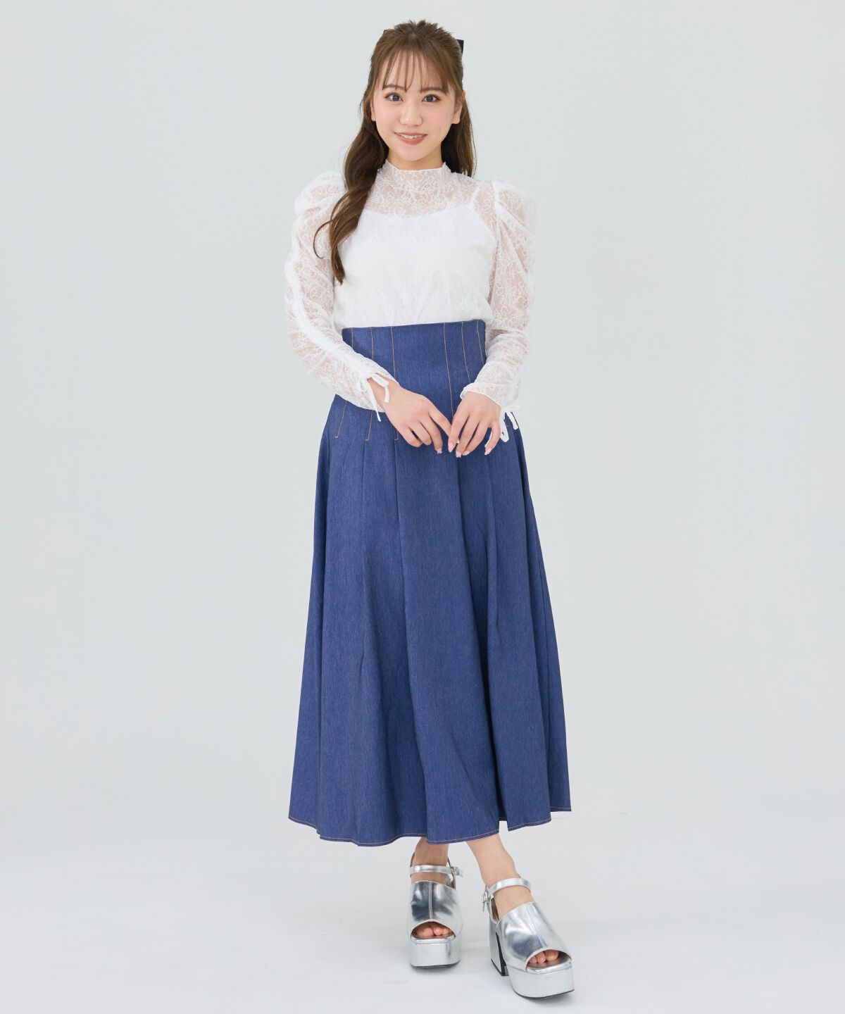 REDYAZEL「シャーリングスリーブレースブラウス」|Tシャツ・カットソー|