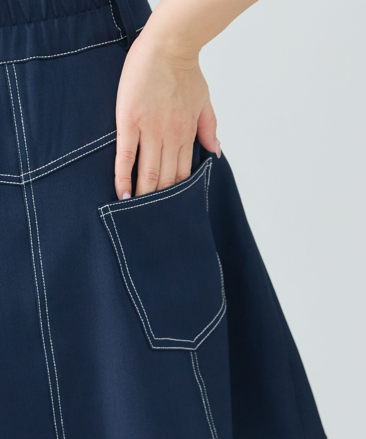 REDYAZEL「バイカラーステッチフレアミニスカート」|フレア|