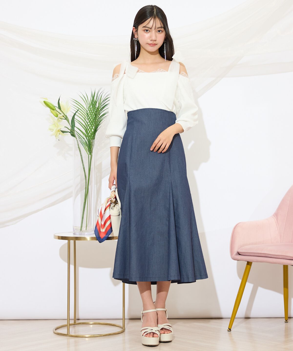 WILLSELECTION「レーストリミング肩リボンニット」|ニット・セーター|