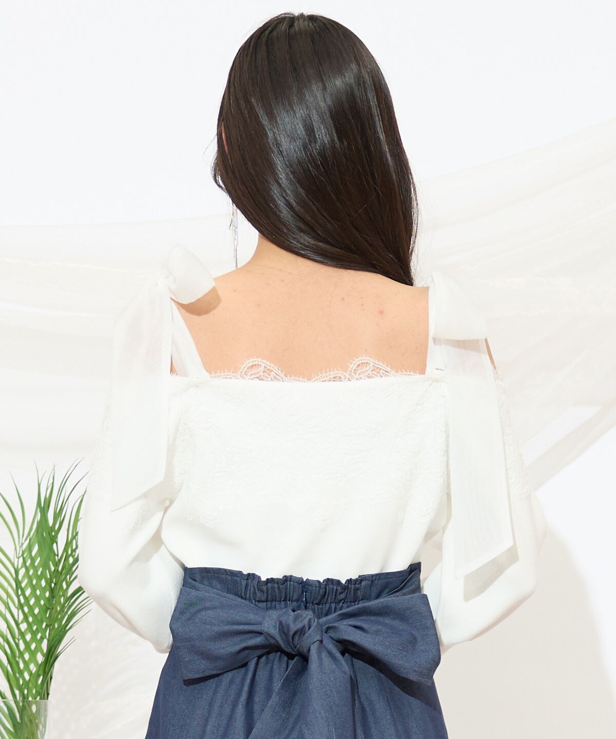 WILLSELECTION「レーストリミング肩リボンニット」|ニット・セーター|