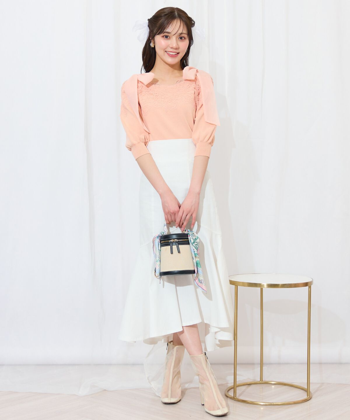 WILLSELECTION「レーストリミング肩リボンニット」|ニット・セーター|